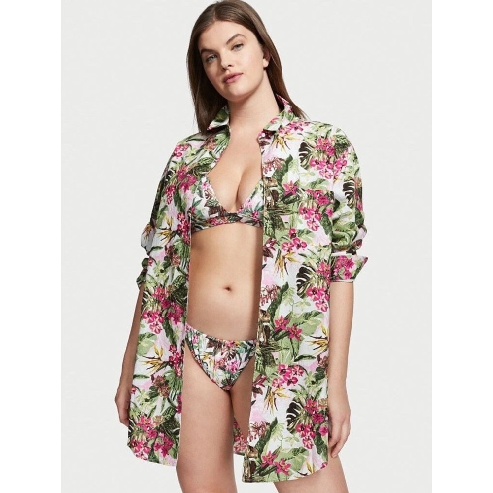 Victoria's Secret Boyfriend Shirt Multicolorโ Floral Palm / Women's One Size